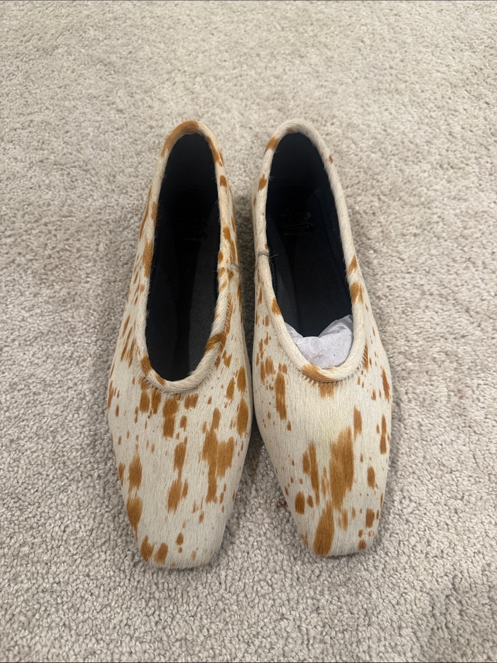 ASOS Cream and Brown Cowhide Ballet Flats